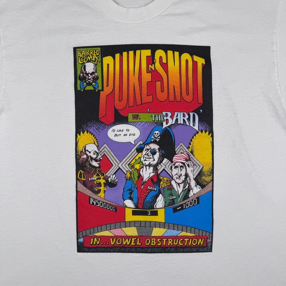 Vintage Puke N Snot T-Shirt Men's‎ XL White Vowel Obstruction Comedy Comic 90s - Picture 3 of 7